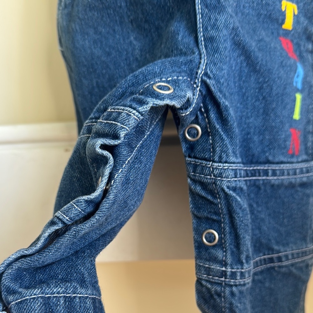 Kids Denim Overalls with Train Embroidery - Picture 5 of 7